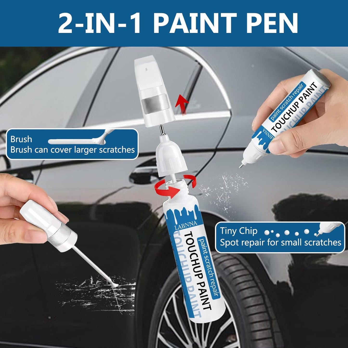 Sterling Gray Metallic(GXD/WA130H) Touch Up Paint for Chevrolet-Exact Match 2 in 1 touchup Paint Pen for Chips and Nicks Repair Car Paint Scratch Repair Kit