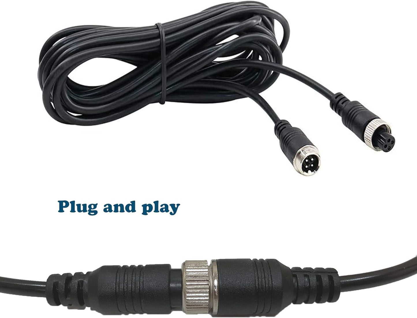 (17FT / 5m Backup Camera Cable, 4-pin Aviation Video Extension Cable, Car Video Extension Cable Backup Camera Extension Cable,AV Extension Cable CCTV Rear View Camera,Car Video System