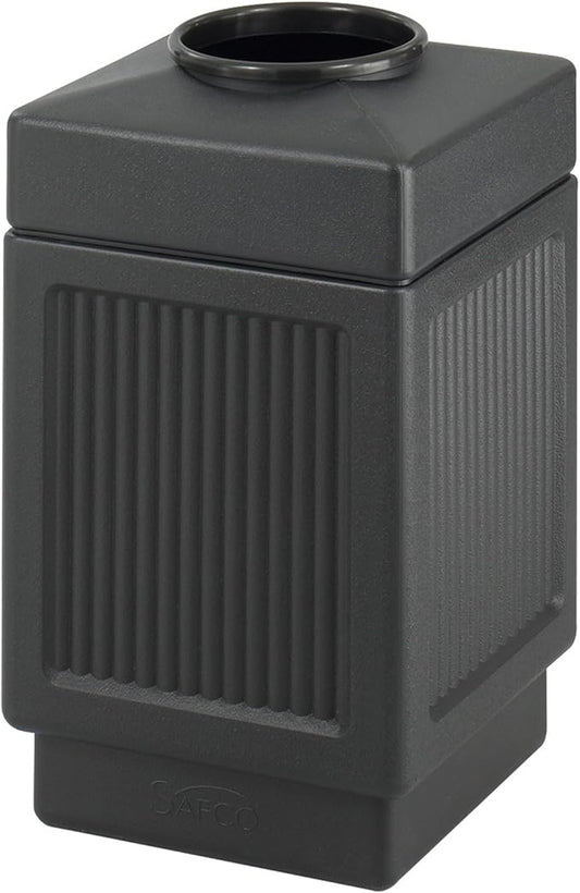 Safco Canmeleon Trash Can, 38 Gallons, Indoor and Outdoor Use, Open Top, Durable & Weather-Resistant Commercial Garbage Can, Black