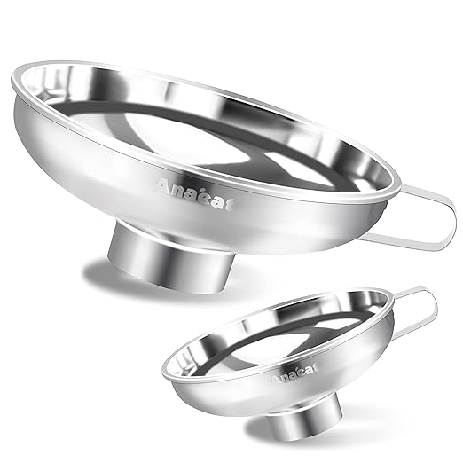 Anaeat Stainless Steel Canning Funnel with Handle for Wide and Regular Jars & Canning Jars, Wide-Mouth Funnels Excellent for Transferring Liquid and Dry Ingredients, Large Solids, Oil, Beans & Jams