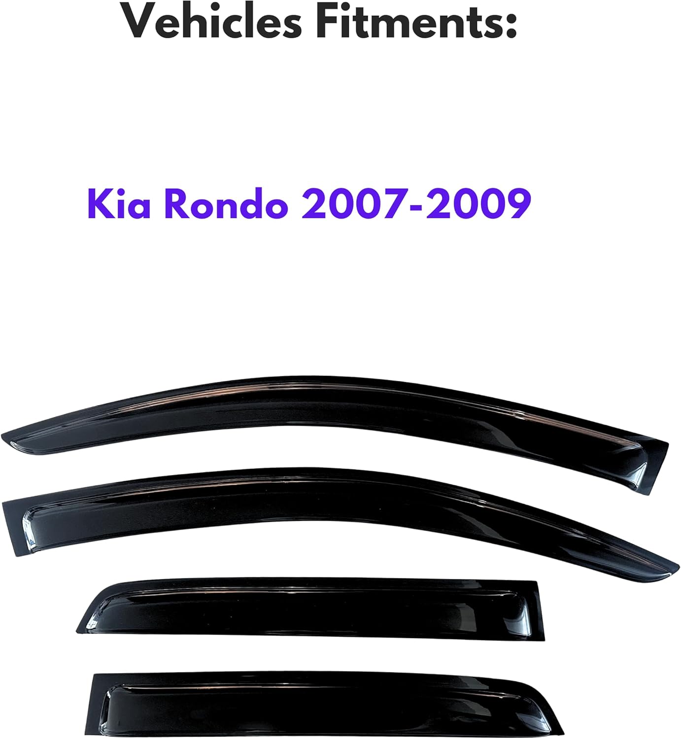 KPY Window Visor Compatible with Kia Rondo 2007-2009, Rain Guard Window Vent Deflectors Tape-On Style, 2007 2008 2009