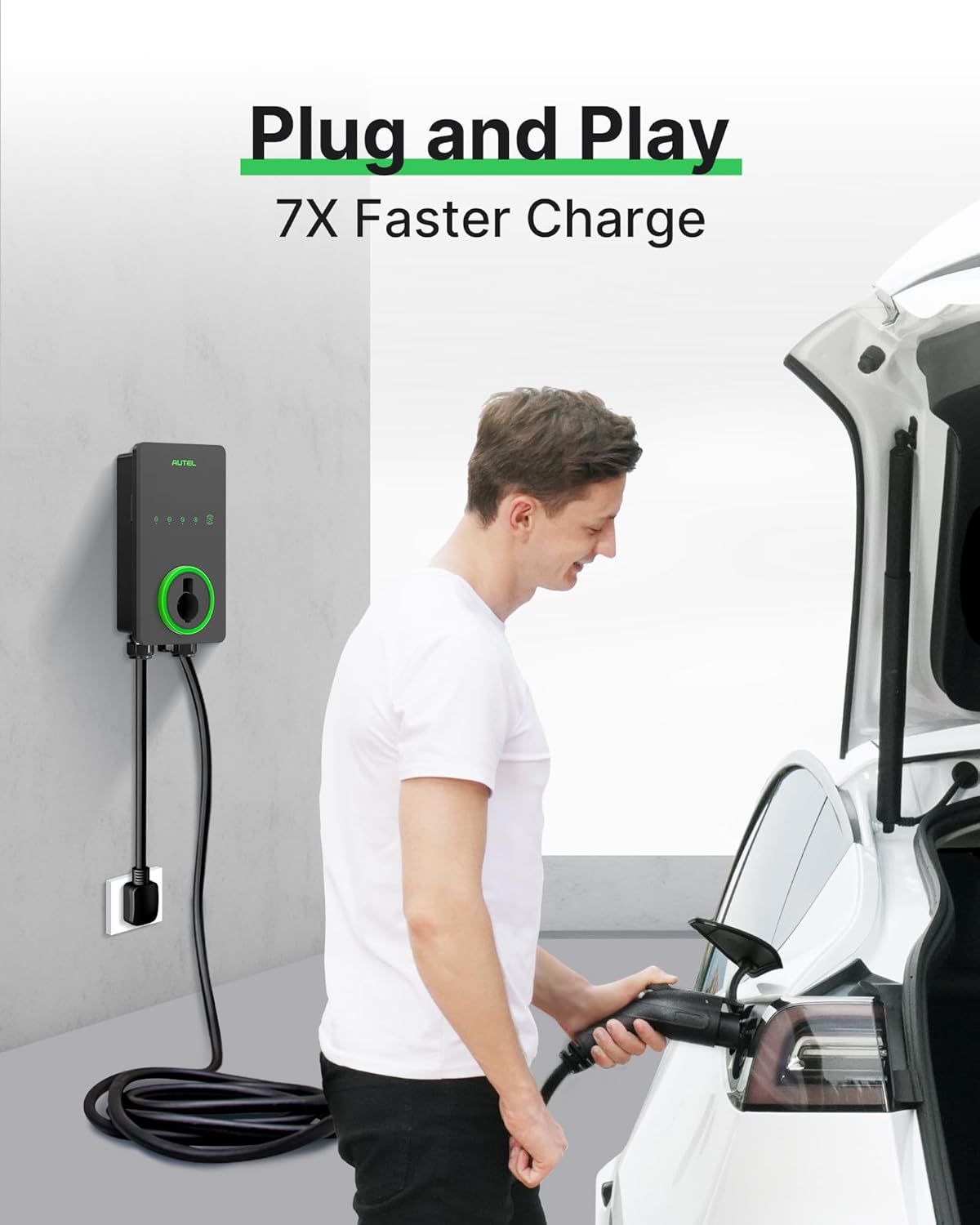 Autel Home Level 2 EV Charger up to 40Amp, 240V, Indoor/Outdoor Fast Electric Vehicle Charging Station with Flexible 25-Foot Cable, NEMA 14-50 Plug, Dark Gray