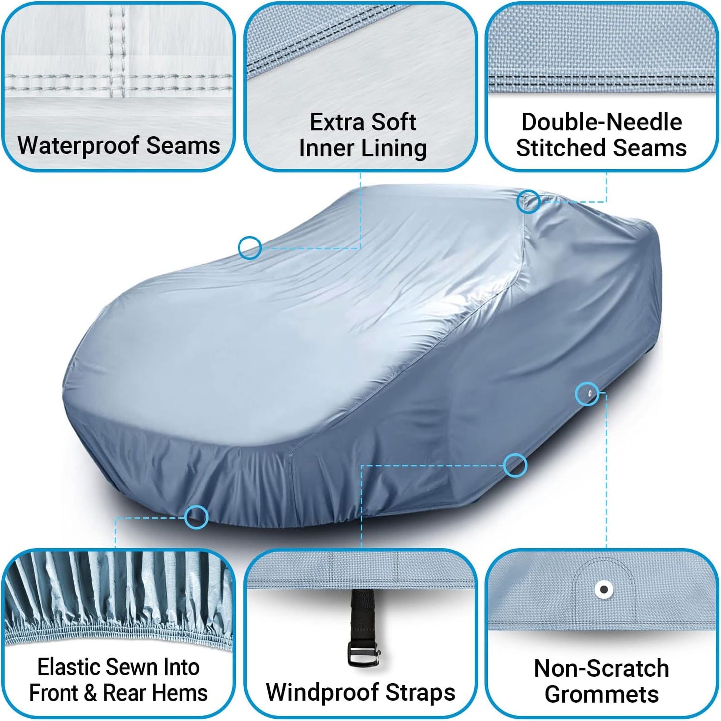iCarCover Premium Car Cover for 1980-1986 Chevy Citation Heavy Duty Waterproof All Weather Automobiles Custom Fit Indoor Outdoor UV Snow Protection Covers with Straps and Bag