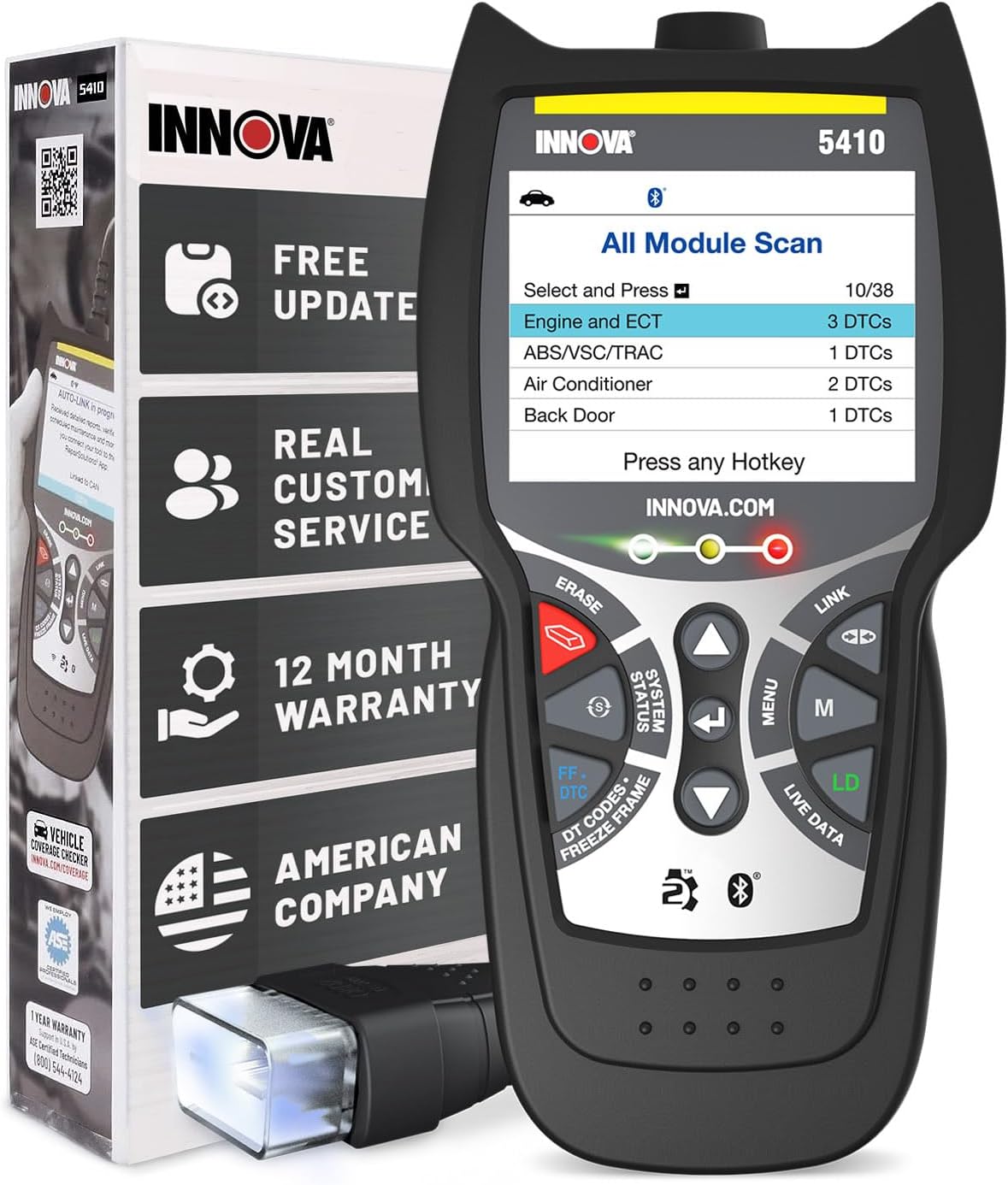 Innova 5410 All-System OBD2 Scanner Diagnostic Tool for Cars & Trucks – Automotive Scan Tools for Engine, ABS, SRS & Transmission, Bluetooth Compatible with America's Top Car Repair App