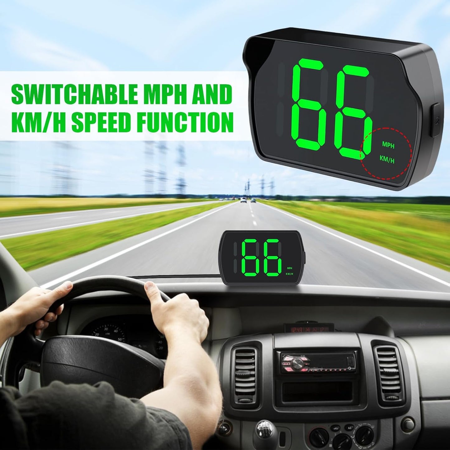 GPS Digital Speedometer for Car MPH, Universal HUD Speed Meter with LED Large Font, Plug Play for Car Truck Motor SUV Golf Cart All Vehicles (2 Pack Digital Speedometer with Charger)