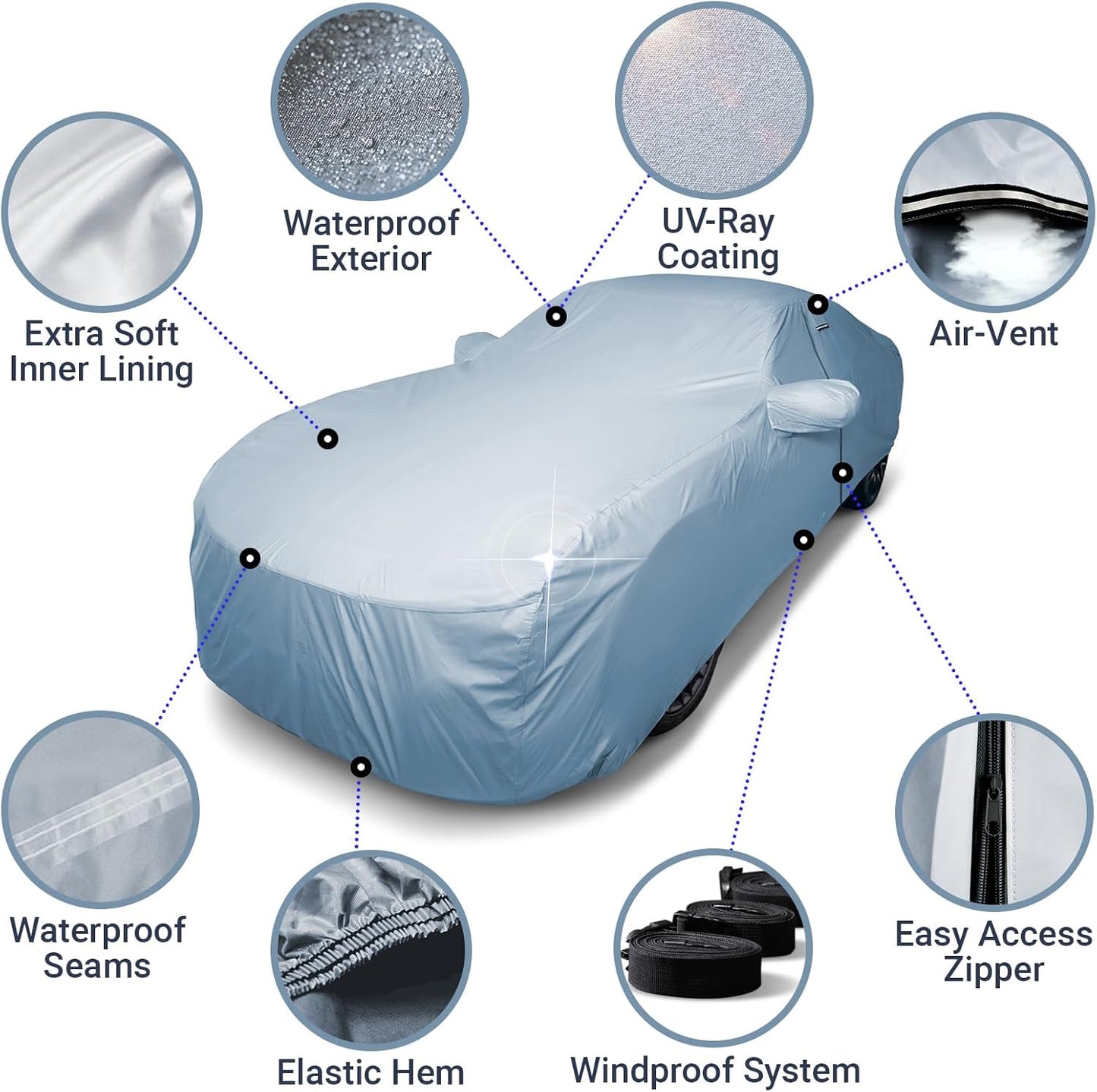 iCarCover Premium Car Cover for 1992-2005 Pontiac Grand Am Heavy Duty Waterproof All-Weather Automobiles Custom Fit Indoor Outdoor UV Snow Protection Covers with Straps and Bag