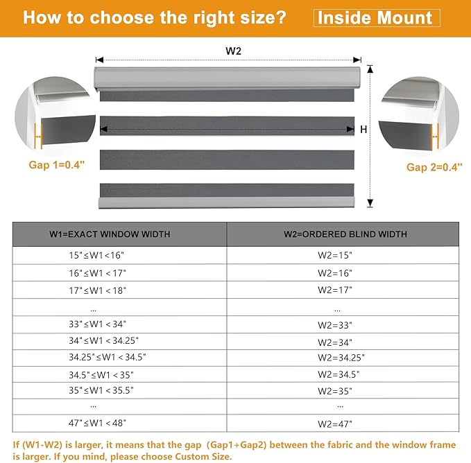 Persilux Window Blinds Cordless, Zebra Roller Shades for Windows (43" W x 72" H, Grey) Light Filtering Sheer Shades Day and Night Window Drapes for Home, Bedroom, Easy to Install…