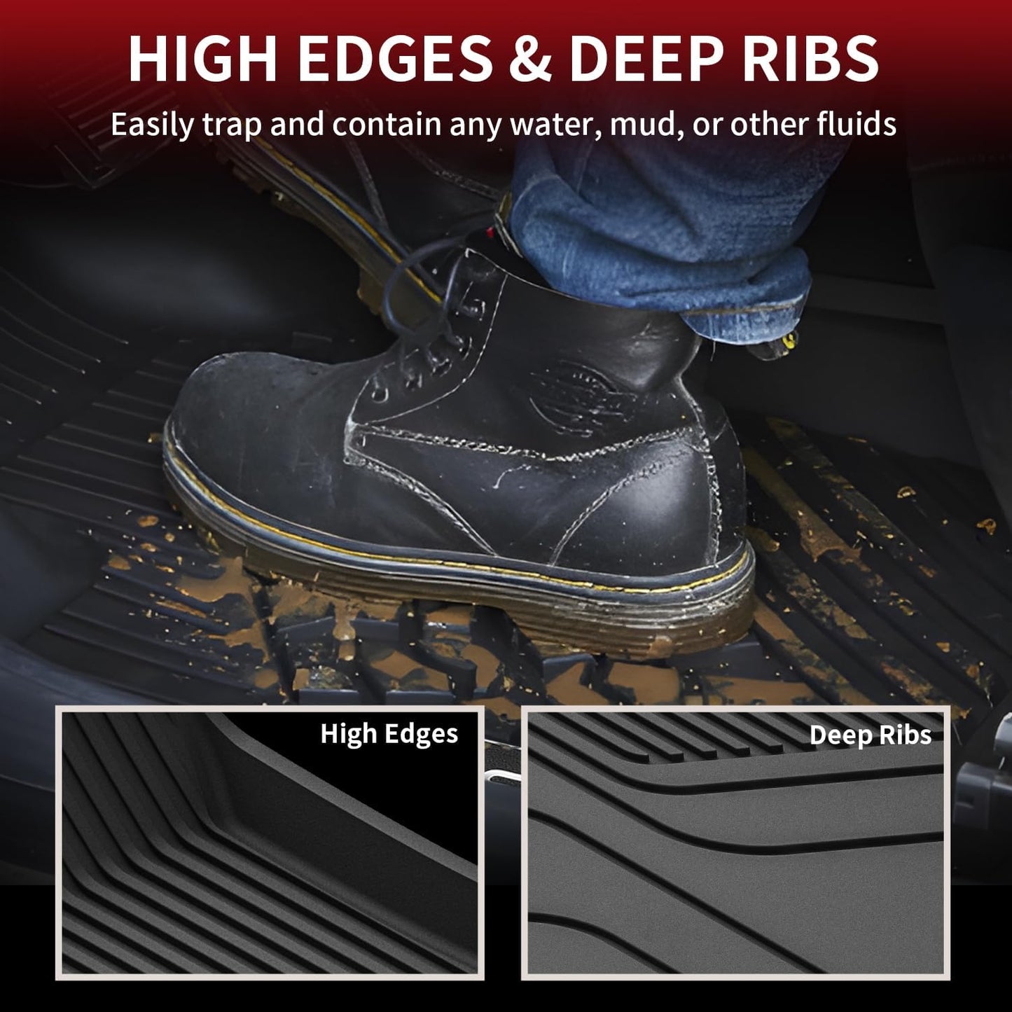 LASFIT Frunk Trunk Mats Fit for Tesla Model X & Model X Plaid 6 Seater / 7 Seater 2025 2024 2023 2022 2021, Custom Fit TPE All Weather Waterproof Cargo Liners, Black