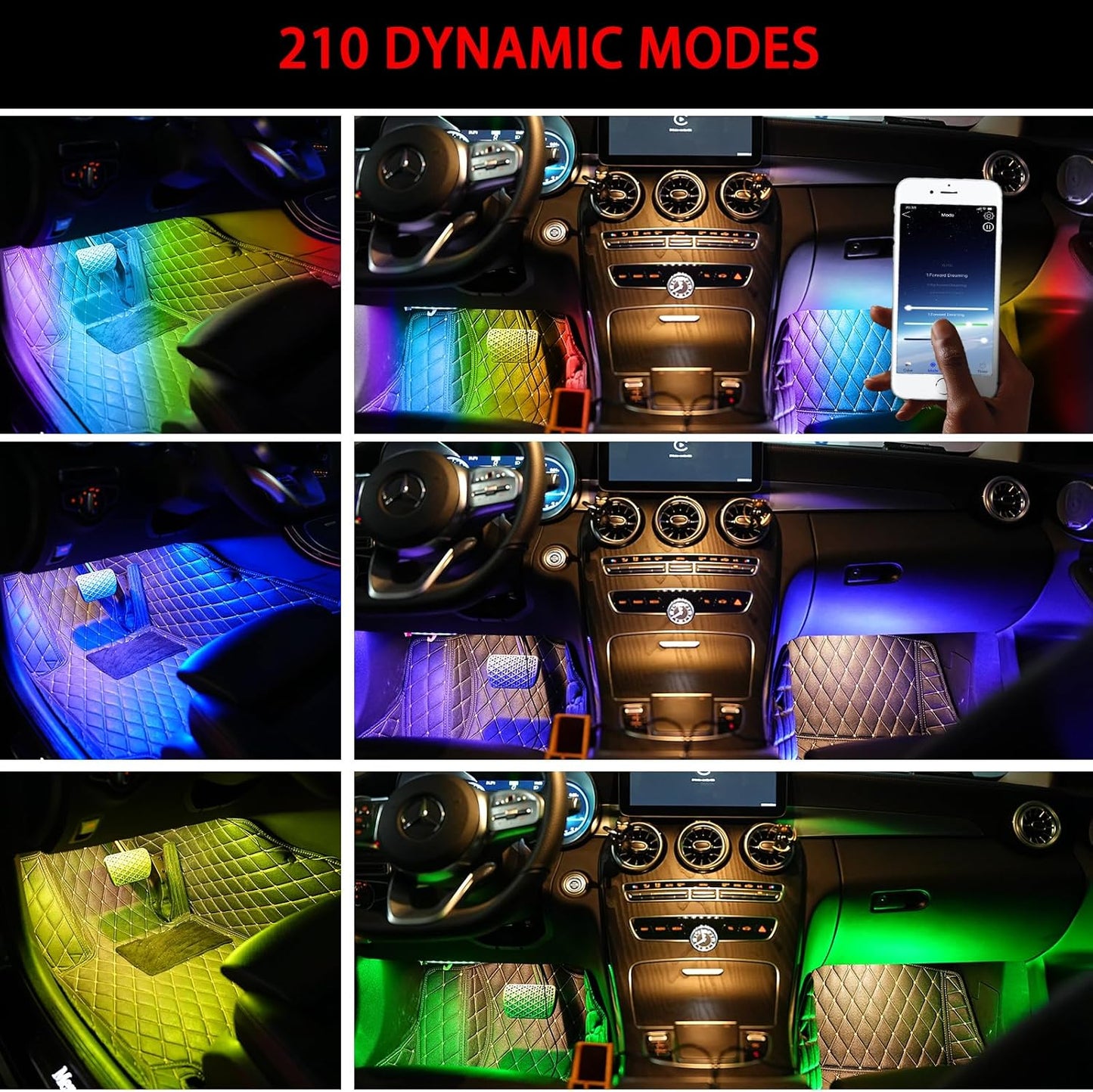 Upgrade Smart USB Dream Color Interior Car LED Strip Light with App Control, RGB Multi Color USB 5V Neon Atmosphere Ambient Night Strip Light Decorative Lamp for Cars with Music and DIY Mode(D36LEDs)