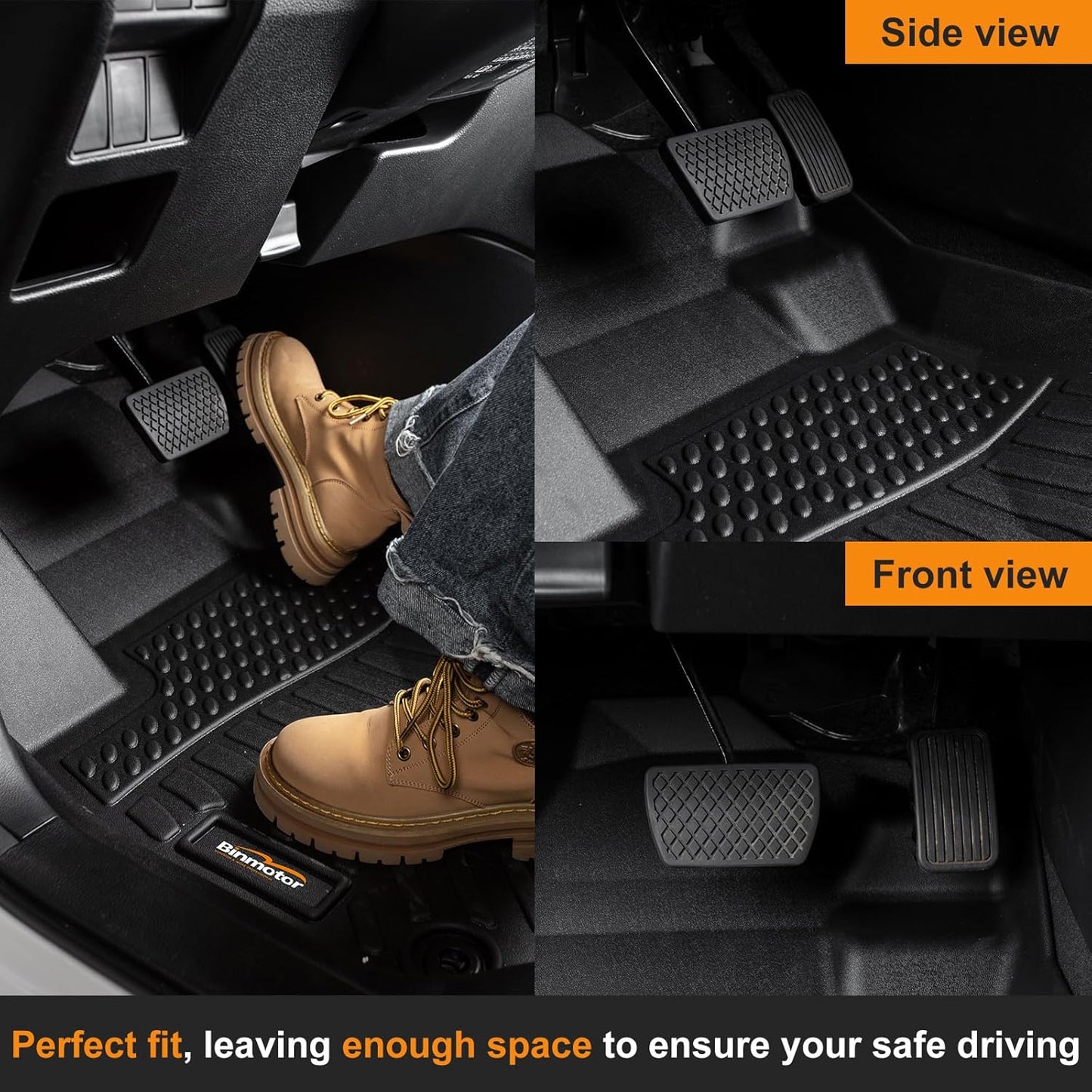 Binmotor-Floor Mats for 2025 Mazda CX70 & CX-70 PHEV & CX-90 & CX-90 PHEV，Front and 2nd Row,TPE All Weather Car Accessories Mats for Mazda CX 70, Floor Liners Waterproof, Nonslip-Black