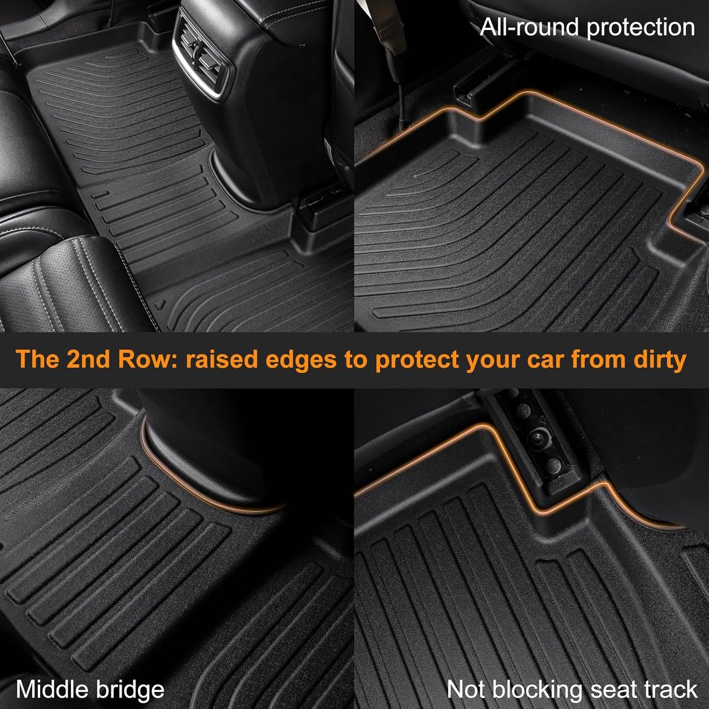 Binmotor-Floor Mats & Cargo Liner Set for Ford Mustang Mach E 2021-2025, All Weather Car Floor Mat for Ford Mustang Mach E, Rubber Mats TPE Car Liners Mustang Mach E Trunk Liner Accessories