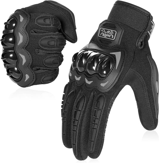 COFIT Motorcycle Gloves Breathable, Touchscreen Motorbike Gloves Anti-Slip with Good Grip Hard Knuckles Protection for Men Women Motocross, BMX ATV MTB Cycling, Road Racing - Black XXXL