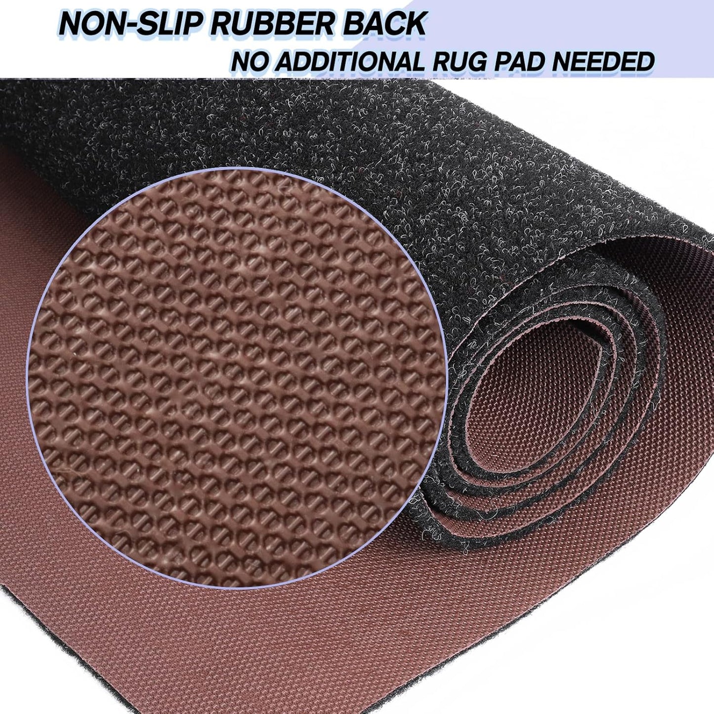 Custom Size Backed Non-Slip Area Rugs Runner, Easy Clean, Waterproof Runner Rugs for Hallway Entryway, Kitchen, Laundry, 2FT x 10FT, Black