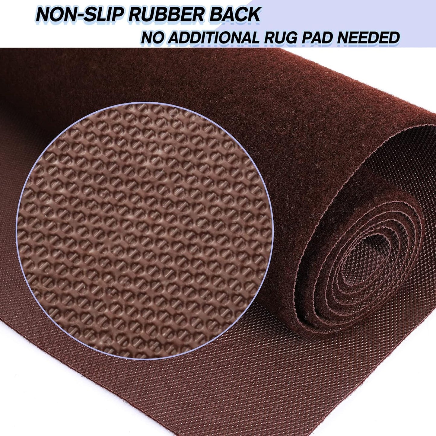 Custom Size Backed Non-Slip Area Rugs Runner, Easy Clean, Waterproof Runner Rugs for Hallway Entryway, Kitchen, Laundry, 4FT x 31FT, Brown