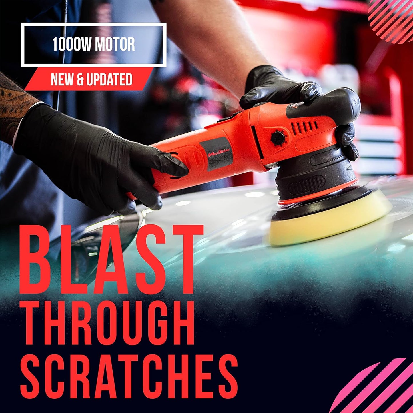 Maxshine M8S V2 Dual Action Polisher Car Detailing Kit - 1000W, 6-Speed, 8mm Throw, 5" Disc, Thread 5/16" - Car Detailing Supplies for Auto Paint Protection, Restoration & Scratch Repair