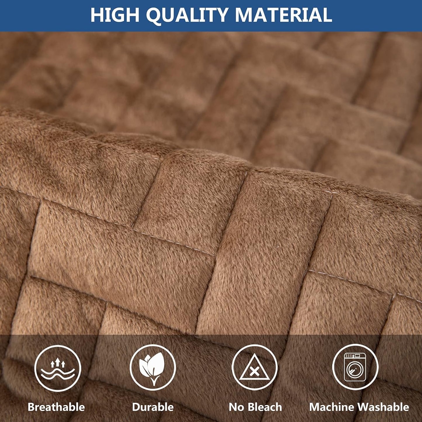 Eismodra Couch Cover,Sectional Couch Covers,Sofa Covers for 3 Cushion Couch,Anti-Slip Sofa Slipcovers for Dogs Cats Kids Loveseat Recliner L Shaped Armrest Backrest,Brown 36''x47''(Only 1 Piece)