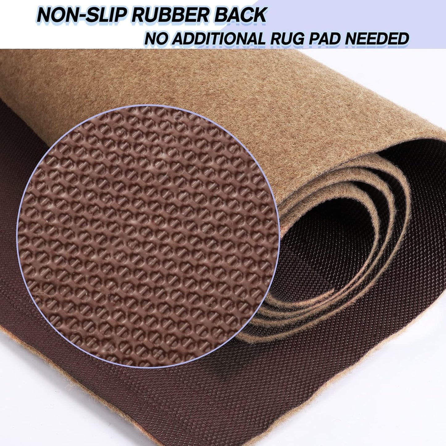 Custom Size Backed Non-Slip Area Rugs Runner, Easy Clean, Waterproof Runner Rugs for Hallway Entryway, Kitchen, Laundry, 2FT x 55FT, Beige