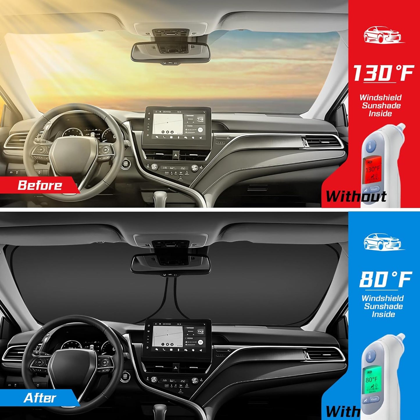 ARISMOTOR Windshield Sun Shade for Honda Pilot 2016-2024, Custom Fit Foldable Front Window Sunshade Sun Visor Protector, Block UV Rays Keep Your Car Cooler