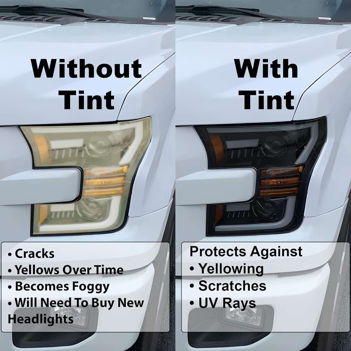 BOGAR TECH DESIGNS Full Headlight Head Light Tint Kit Fits Cadillac Escalade (ESV) 2015-2020, Light Smoke