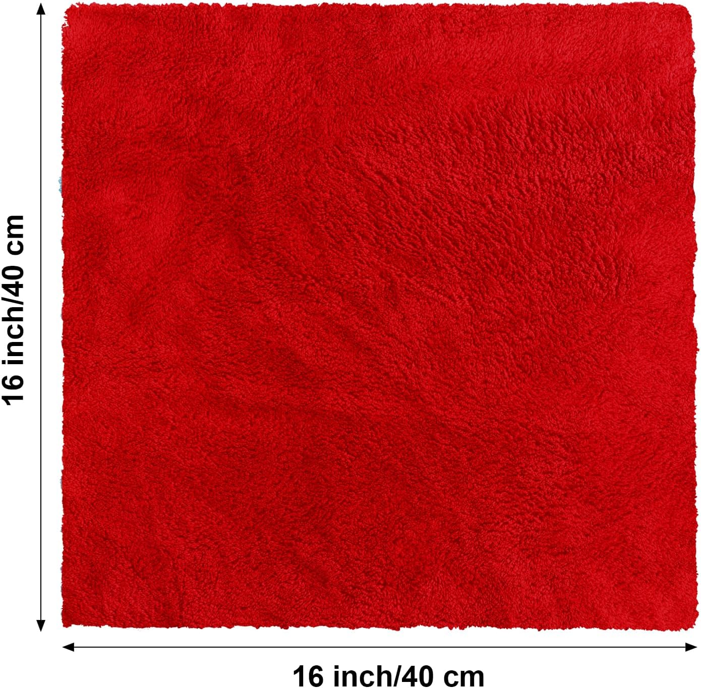 Shimeyao 30 Pcs Edgeless Microfiber Plush Towels for Cars Detailing Drying Wash Polishing Absorbent Cleaning Cloths, 500 GSM, 16 x 16 Inch(Red)
