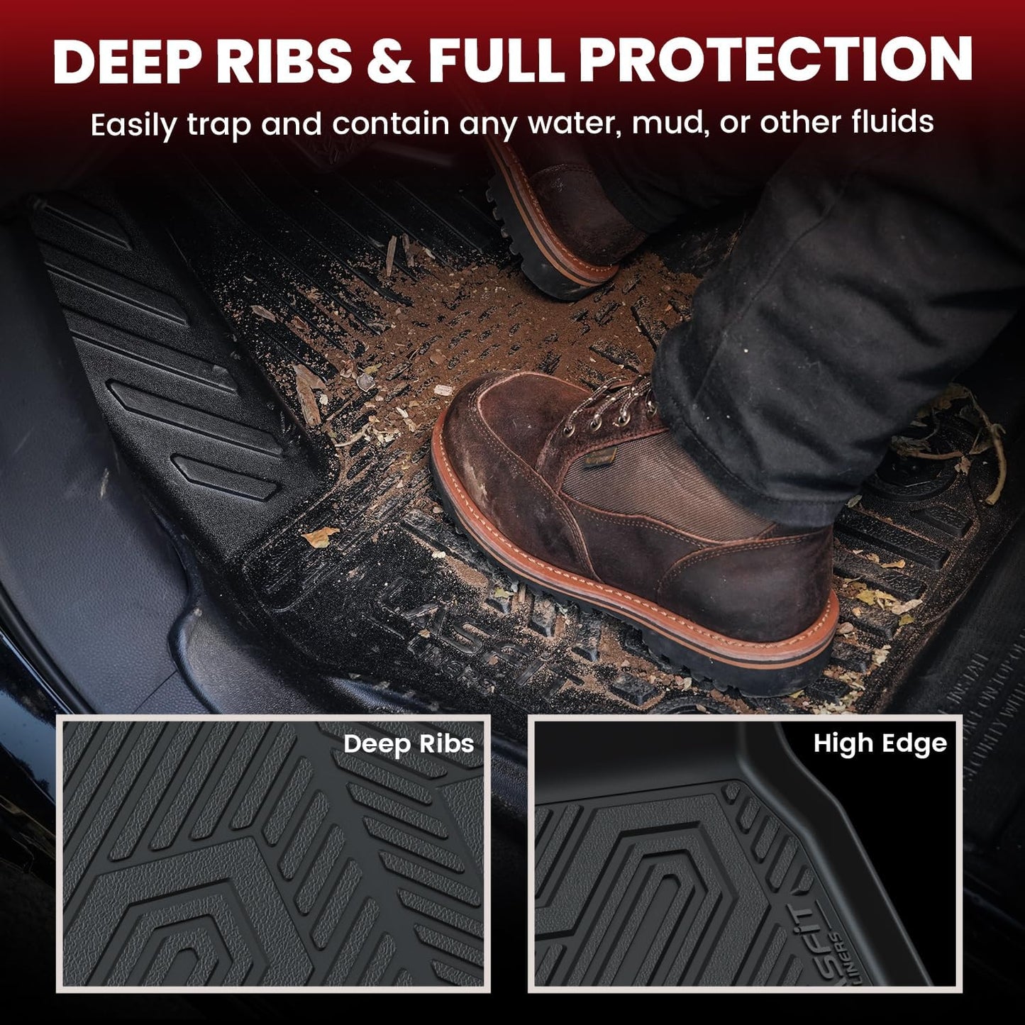 LASFIT Floor Mats & Trunk Mat Fit for Mazda CX50 2025 2024 2023 (Not for Hybrid) Custom Fit CX 50 Floor Liners TPE All Weather Car Mats Accessories, 1st & 2nd Row & Cargo Mat for CX-50-Black
