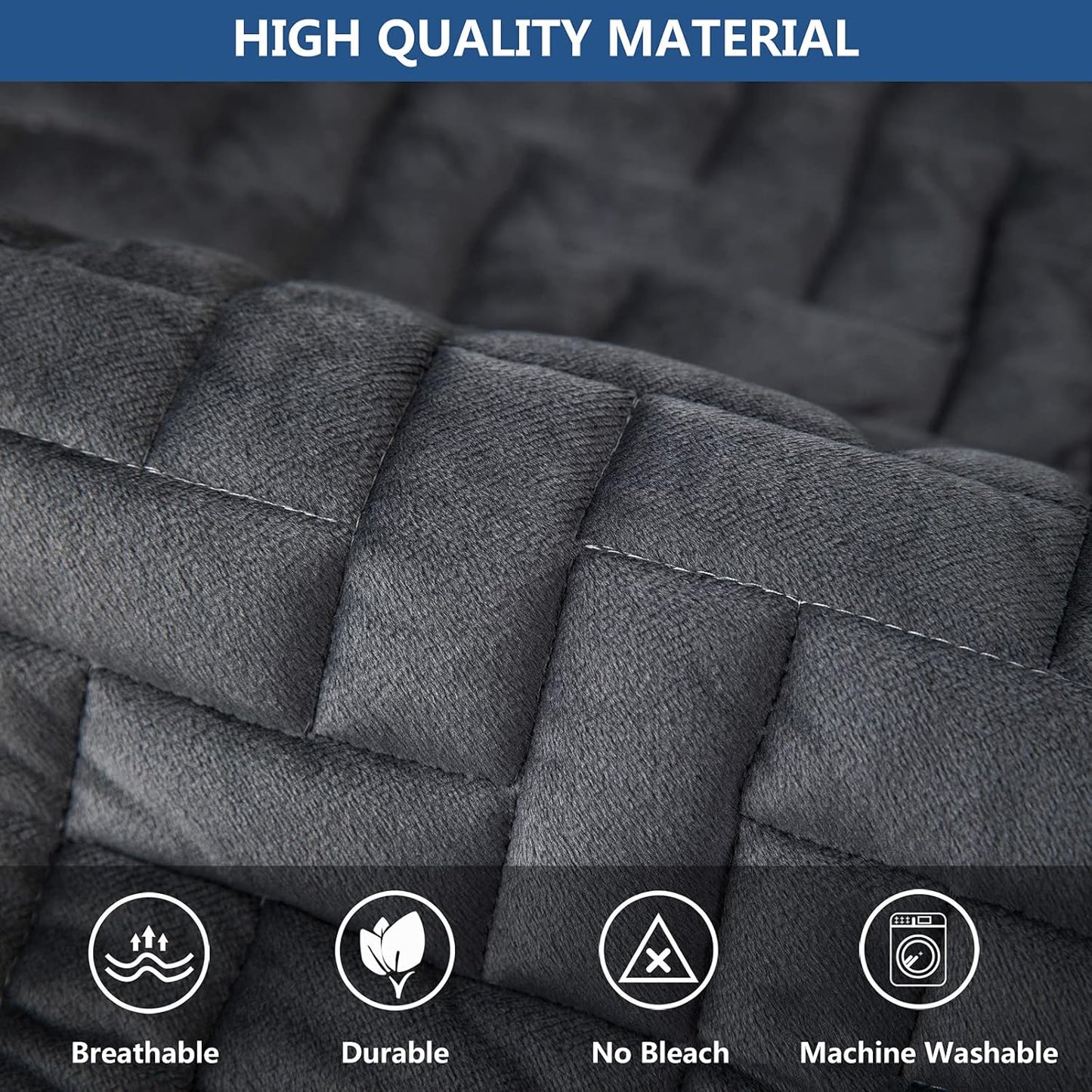 Eismodra Couch Cover,Sectional Couch Covers,Sofa Covers for 3 Cushion Couch,Anti-Slip Sofa Slipcovers for Dogs Cats Kids Loveseat Recliner L Shaped Armrest Backrest,Dark Gray 43''x70''(Only 1 Piece)