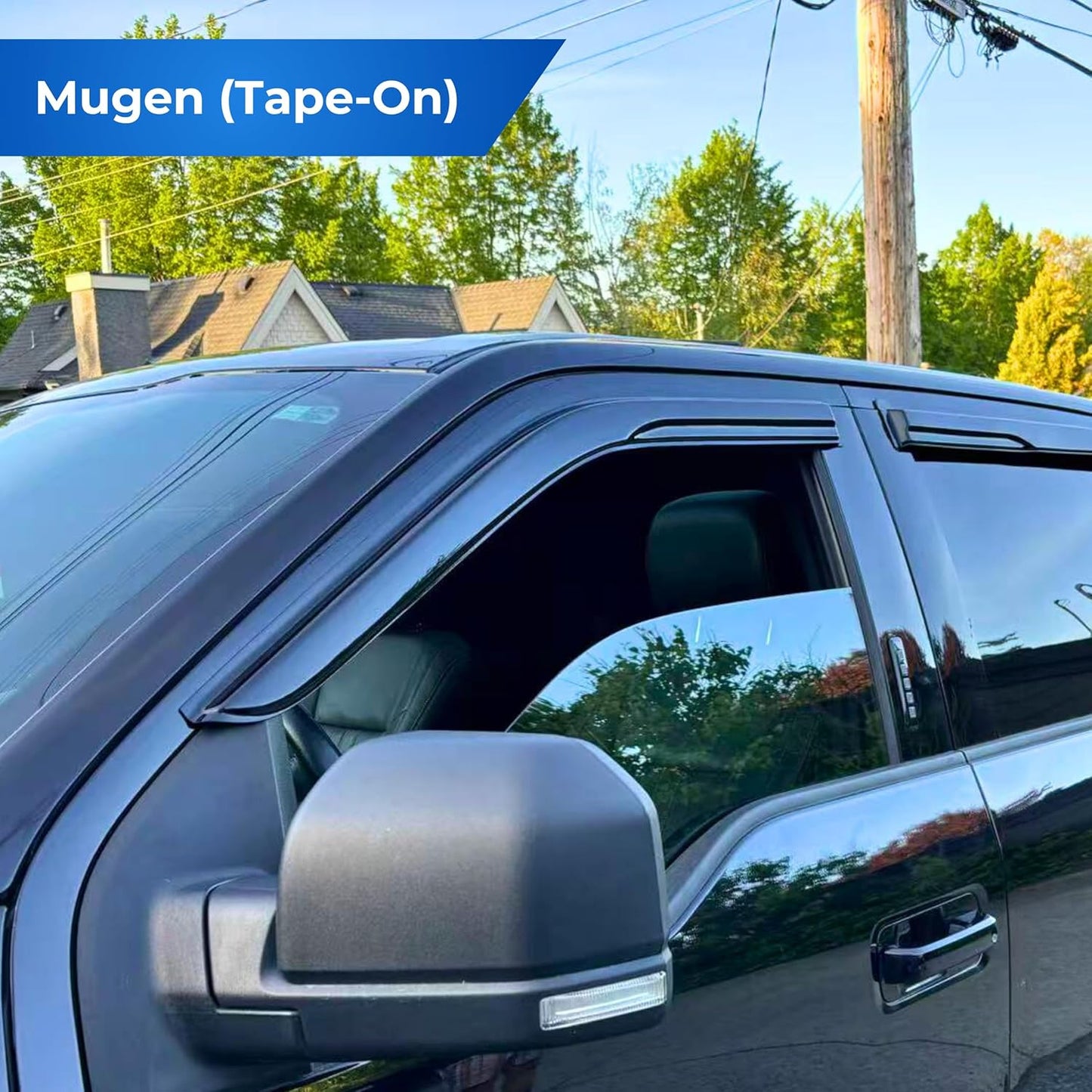 KPY Window Visor Compatible with Ford Fiesta Hatchback 2009-2019, 4PC Rain Guard Side Window Vent Deflectors Tape-On Mugen Style, 2009 2010 2011 2012 2013 2014 2015 2016 2017 2018 2019