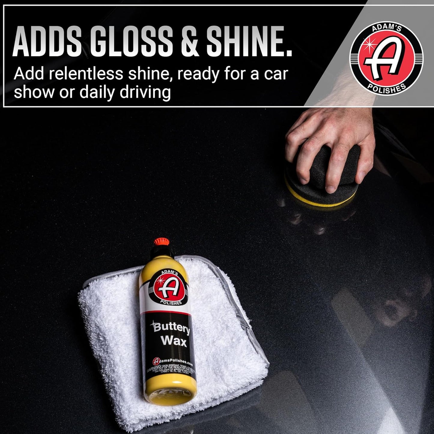 Adam's Buttery Car Wax Kit - Pure Carnauba Wax For Car Detailing Liquid Wet Wax After Car Wash For Shine, Gloss, & Paint Protection - Use W/ Car Cleaning Kit On Car, Boat RV & Motorcycle