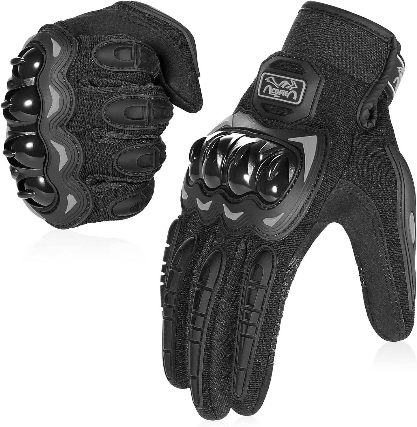 COFIT Motorcycle Gloves for Men and Women, Full Finger Touchscreen Motorbike Gloves for BMX ATV MTB Riding, Road Racing, Cycling, Climbing, Motocross - Black XL