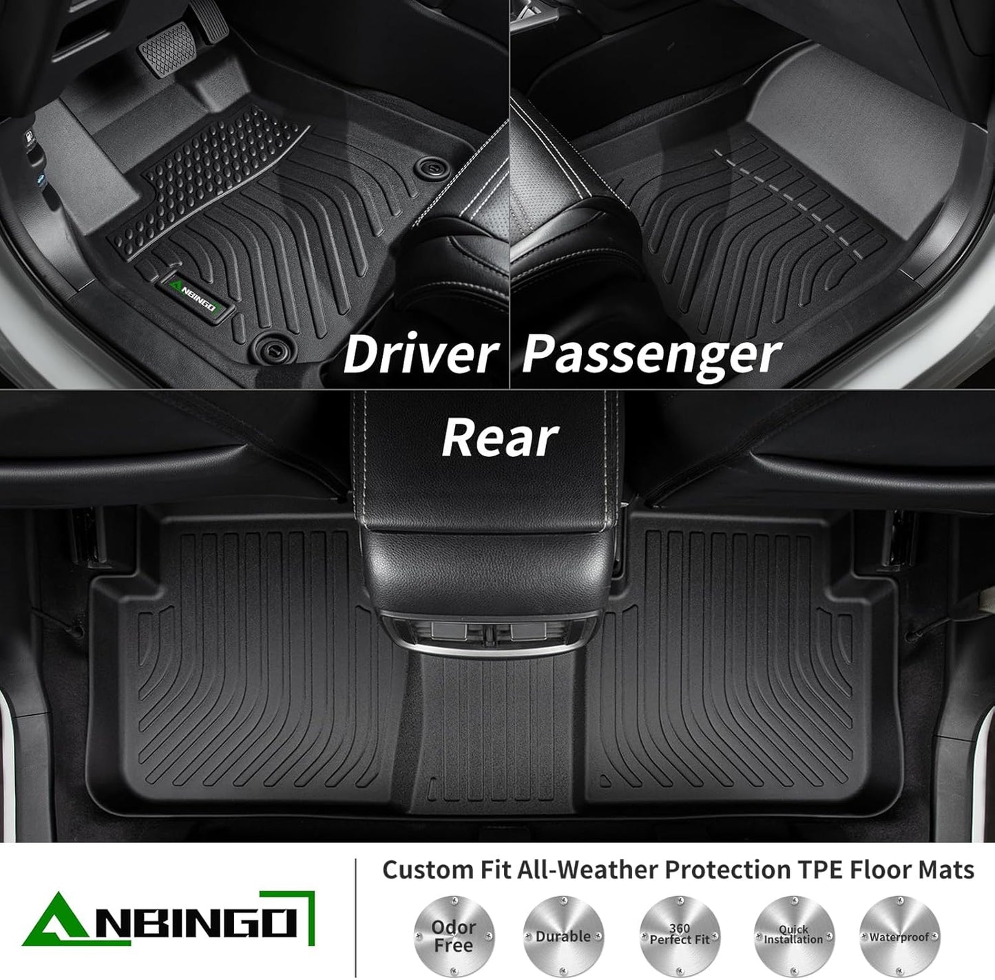 ANBINGO®-Floor Mats& Cargo Liner for Nissan Sentra 2020-2026 S/SV/SR Sedan,All Weather Sentra Car Liner Protection TPE Custom Sentra Accessories Black