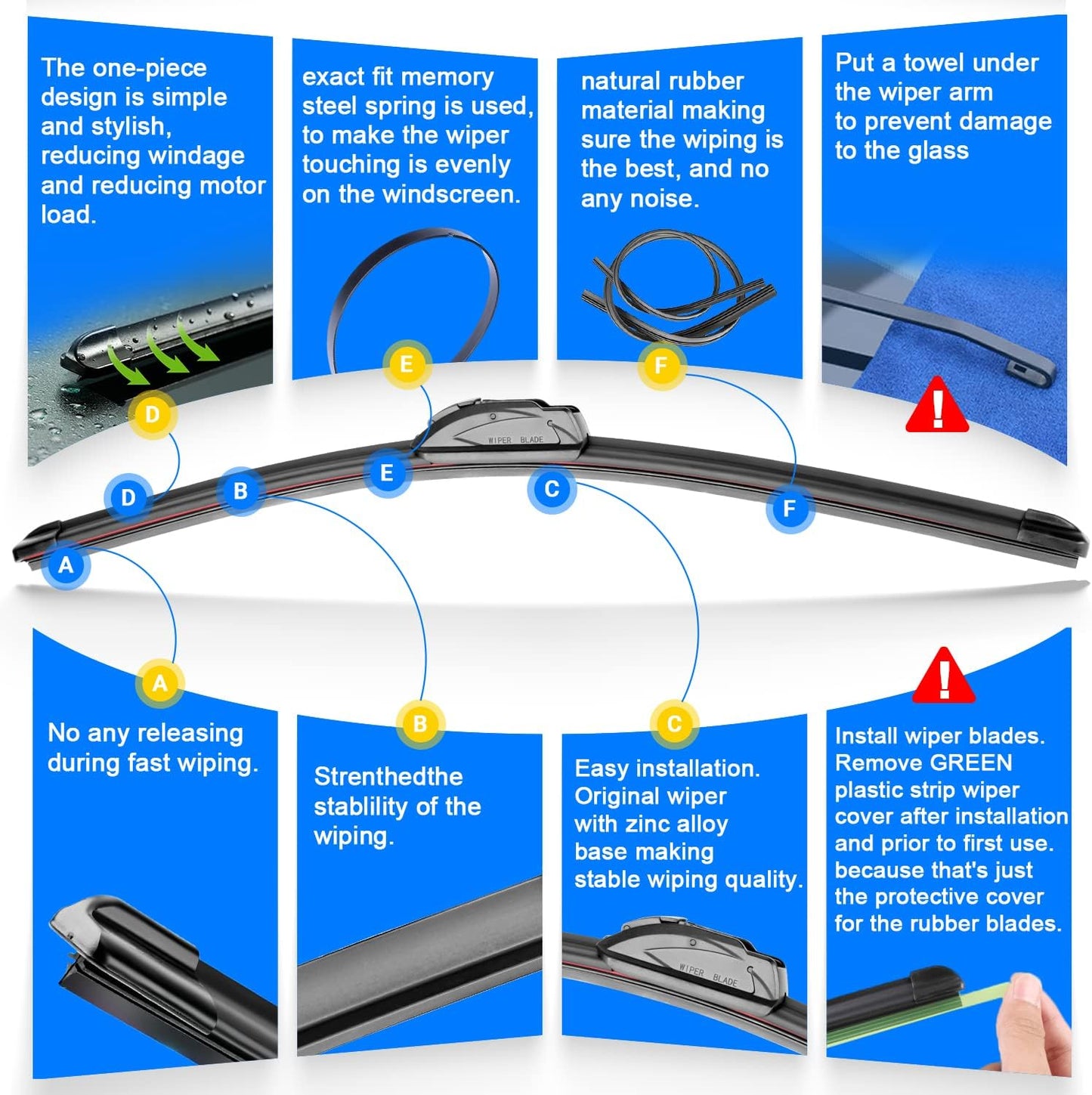 Windshield Wiper Blades Replacement for Nissan Rogue Sport 2017 2018 2019 2020 2021 2022 Original Factory Quality Front Rear Wipers Blade Set for My Car - 28" 18" 12" (Pack of 3)