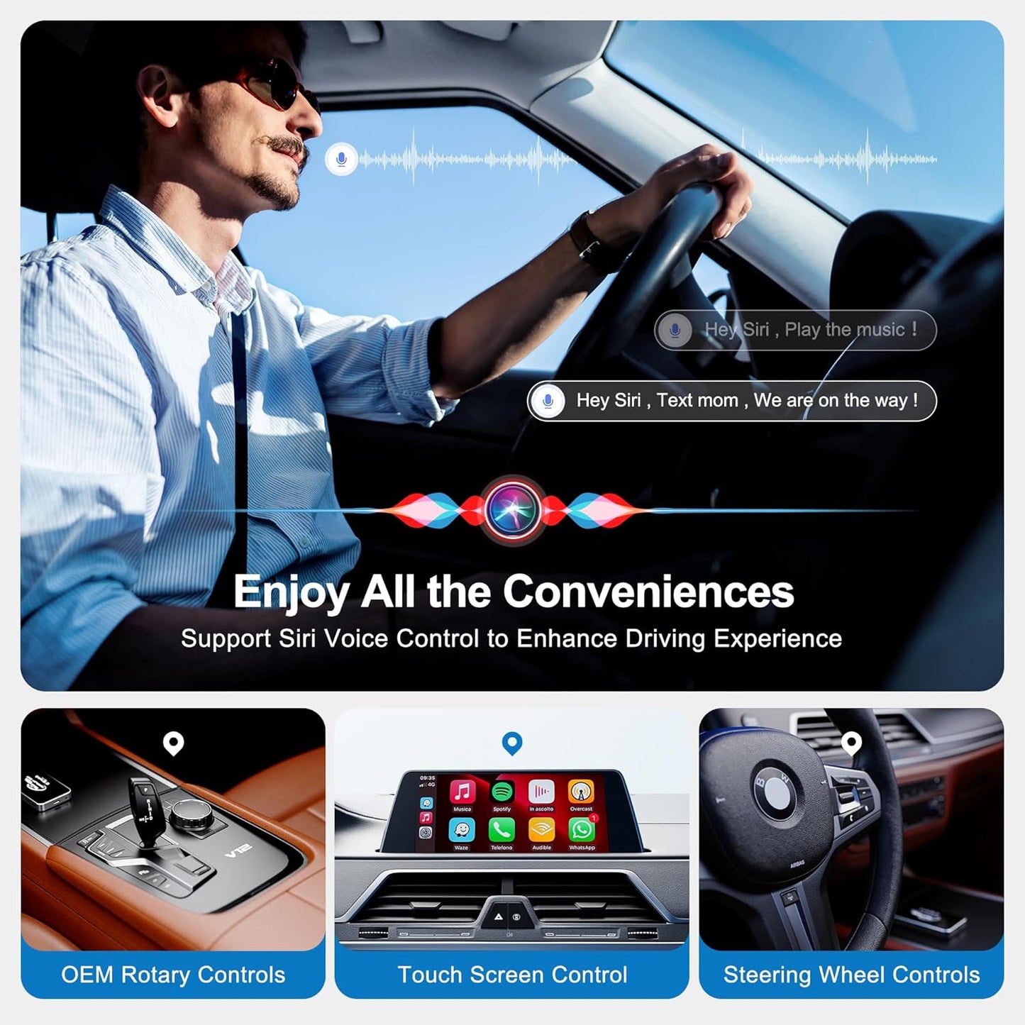 AI Box Wireless CarPlay & Auto Adapter - Plug & Play, Dual-Band WiFi, Bluetooth 5.0, 4K Video Support, Android 12.0 System, Compatible with Factory CarPlay & Android Auto （4GB RAM+32GB ROM）
