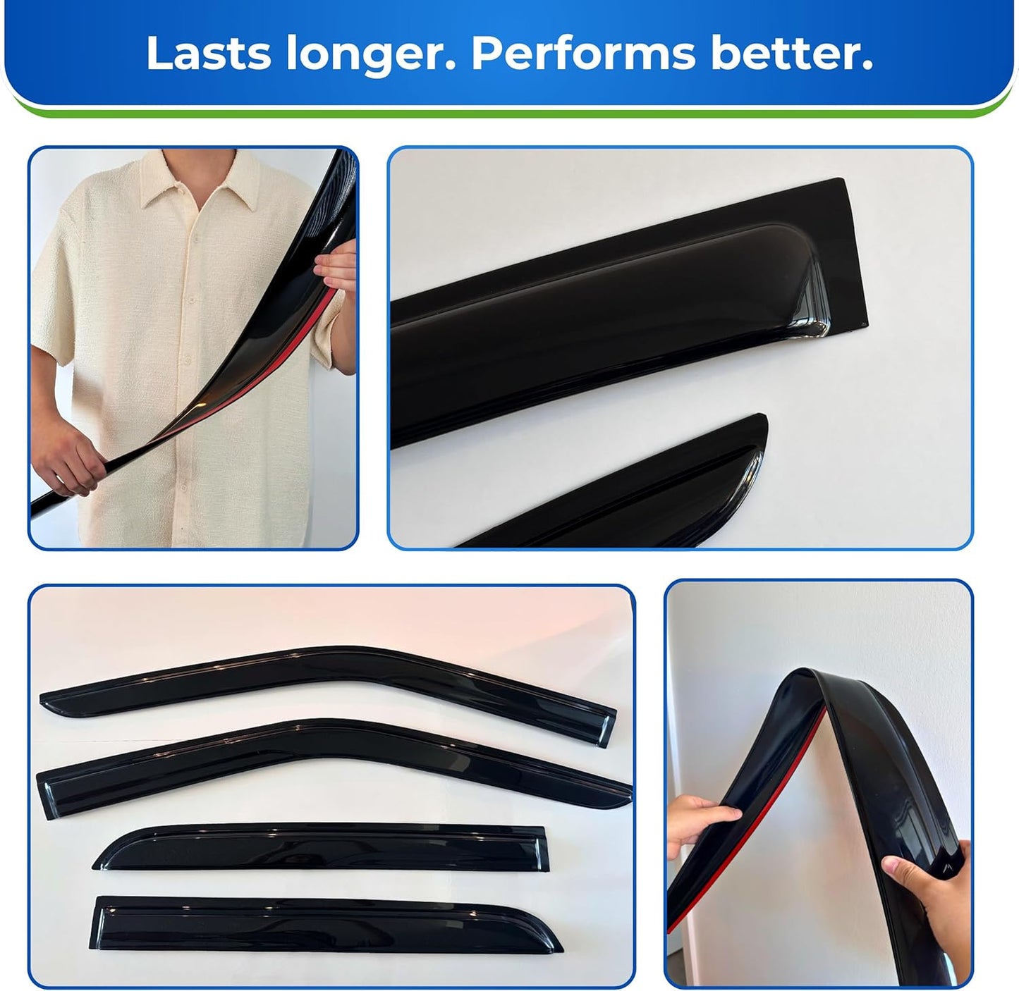 KPY Window Visor Compatible with Honda Civic Sedan 2001-2005, 4PC Rain Guard Side Window Vent Deflectors Tape-On Mugen Style, 2001 2002 2003 2004 2005