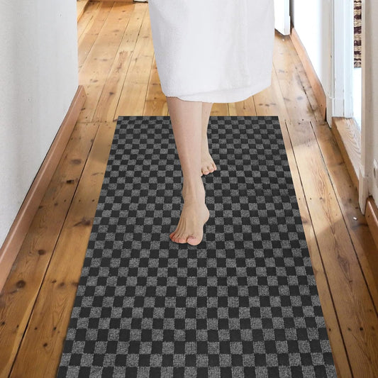Custom Size Backed Non-Slip Area Rugs Runner, Easy Clean, Waterproof Runner Rugs for Hallway Entryway, Kitchen, Laundry, 2FT x 30FT, Gray Checkered