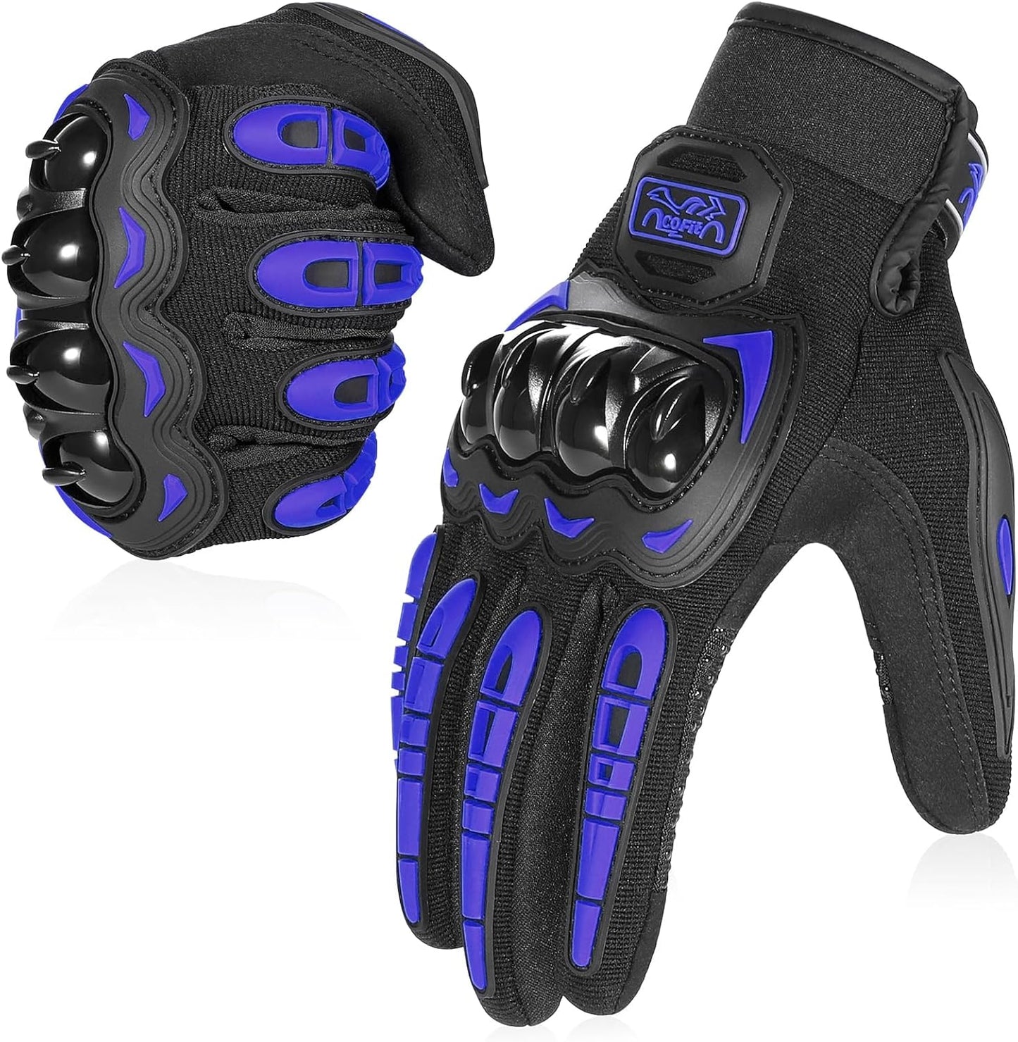 COFIT Motorcycle Gloves Breathable, Touchscreen Motorbike Gloves Anti-Slip with Good Grip Hard Knuckles Protection for Men Women Motocross, BMX ATV MTB Cycling, Road Racing - Blue XL