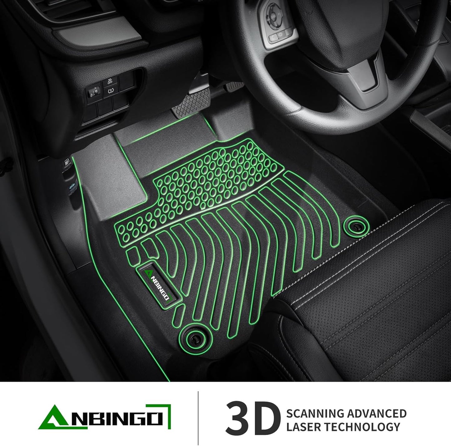 ANBINGO®-Floor Mats for Genesis GV70 2025-2022 (Not Fit Electrified GV70) TPE Fits Front& Rear Row GV70 Mats Waterproof Car GV70 All Weather Floor Mats GV70 Accessories-Black