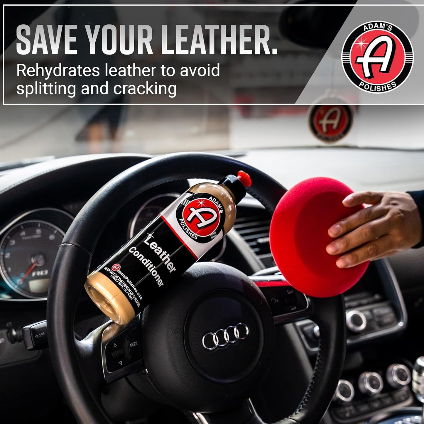Adam's Polishes Leather Care Kit - Leather Cleaner & Conditioner Car Cleaning Supplies | UV Protection for Interior Accessories Steering Wheel Seat Dash Vinyl Shoe Polish Jacket