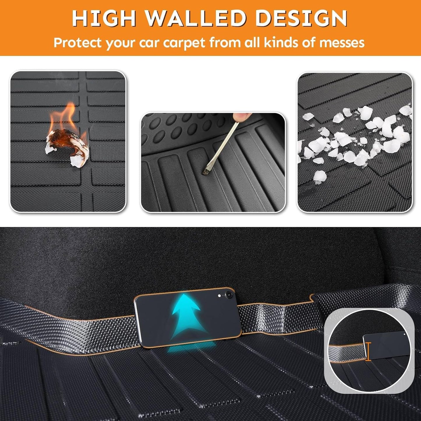 Binmotor-Floor Mats for for Ford Expedition Max 2021-2025(Only for 7Seats, with 2nd Row Bucket Seat), TPE All Weather Car Mats for Ford Expedition Accessories for Car Floor Mat All Weather