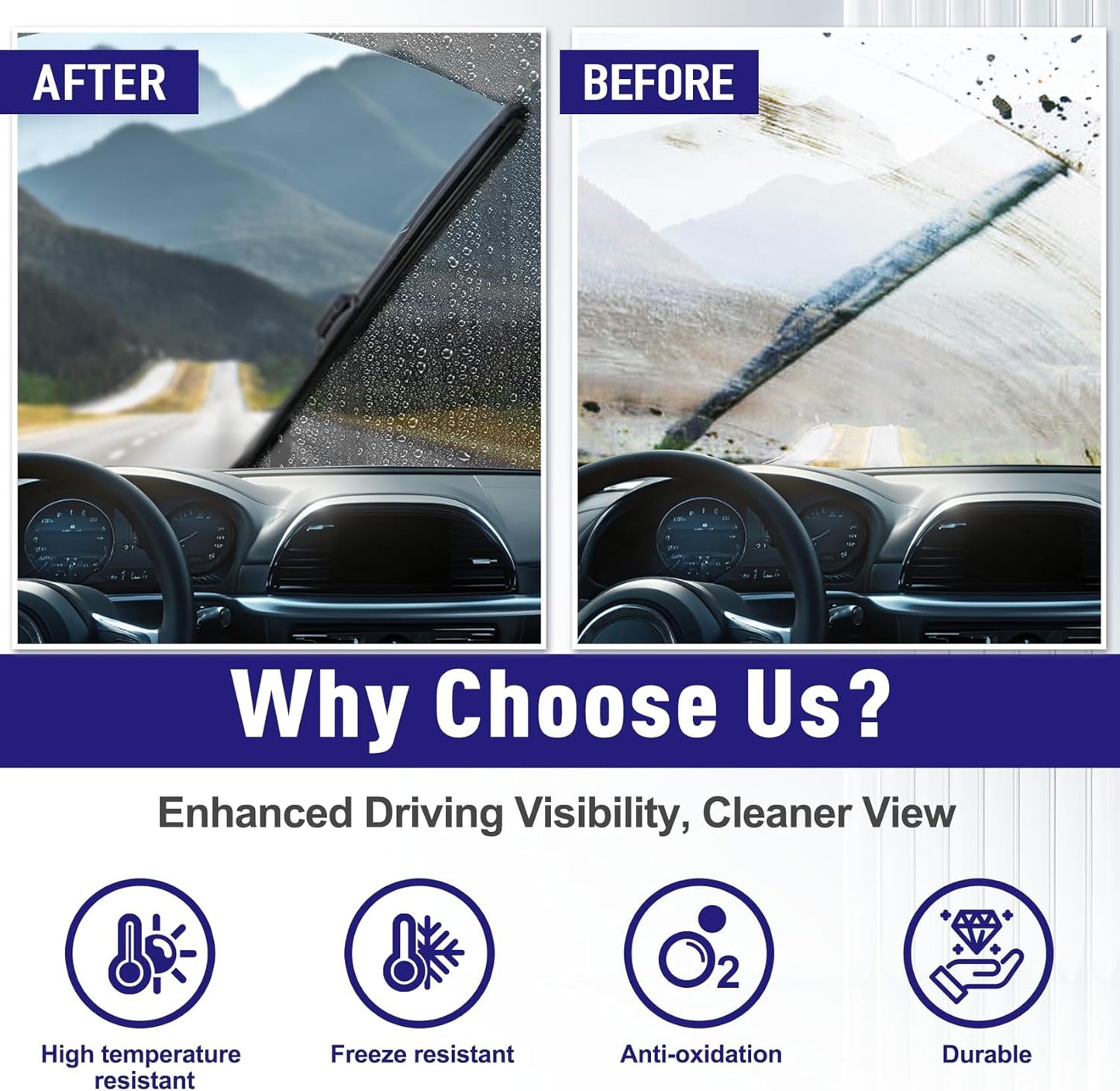 AJK Front Windshield Wiper for Jeep Compass 2018 2019 2020 2021 2022 2023 2024 2025, Original Equipment Back Window Wipers Blades, Conventional, Vehicle Specific Fit, Pack of 3