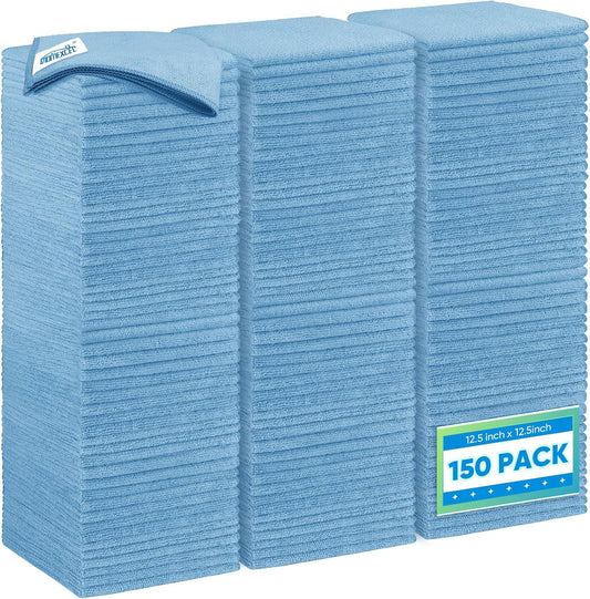 HOMEXCEL Blue Microfiber Cleaning Cloth 12 Pack, 12.5 x 12.5 inch Microfiber Towels for Cars, Ultra Absorbent Car Washing Cloth, Lint Free Streak Free Cleaning Rags for Car, Kitchen, and Window