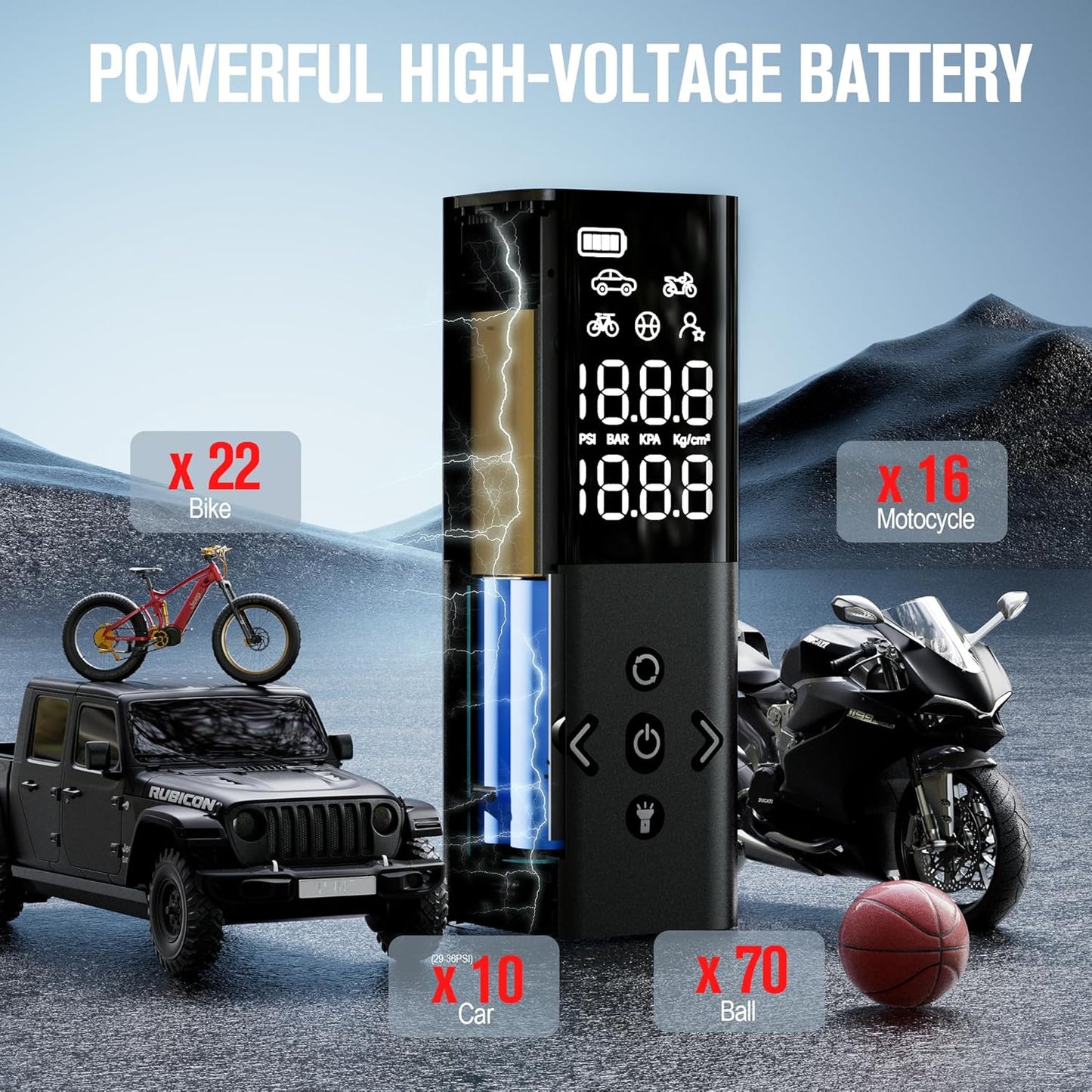 GOOLOO AP150 Tire Inflator Portable Air Compressor, 2X Faster 150PSI Cordless Air Pump for Car Tires with Auto-Shutoff, Portable Tire Pump with Digital Pressure Gauge for Car, Motorcycle,Bike, Ball