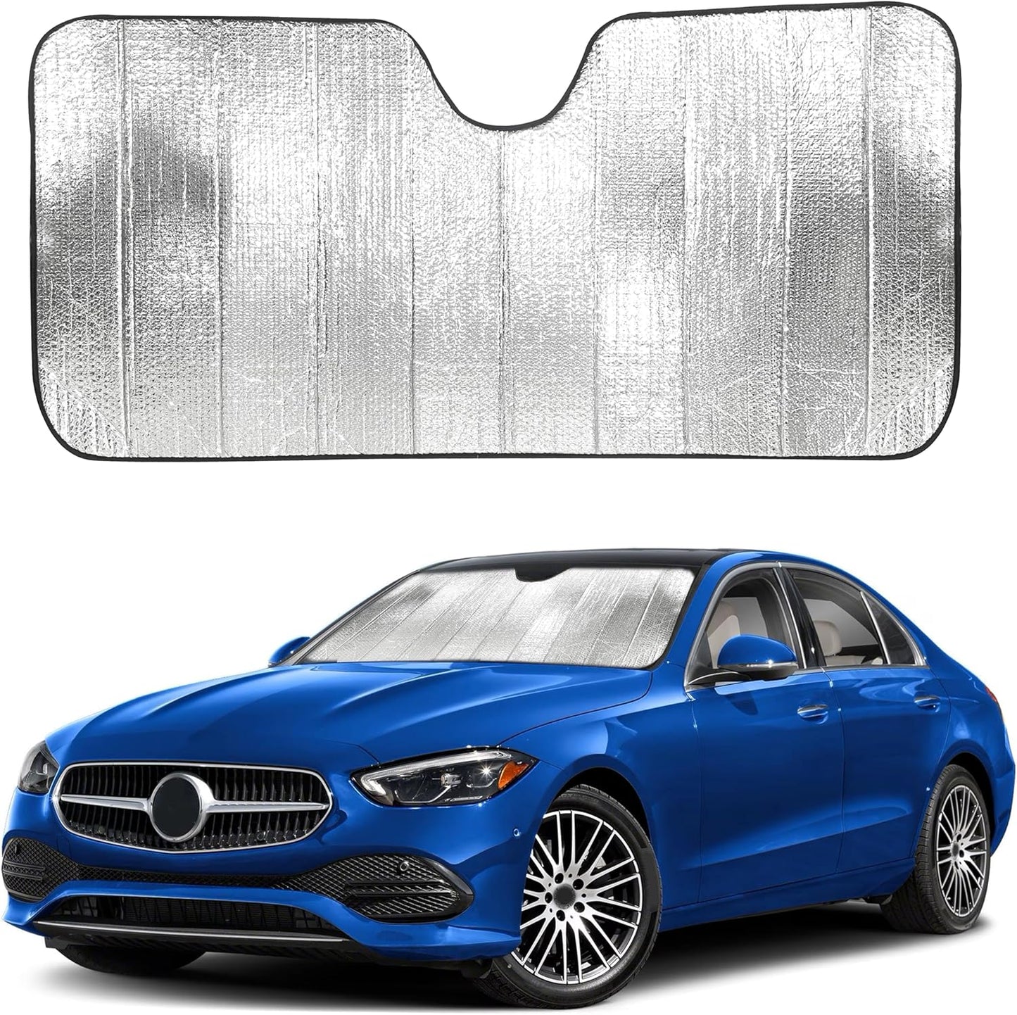 EcoNour Accordion Car Windshield Sun Shade | Reflective Car Window Shades for UV & Sun Protection | Foldable Windshield Cover Keeps Interior Cool | 26 x 56 Inches