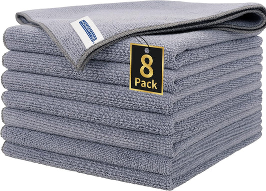 HOMERHYME Microfiber Cleaning Cloths, 8 Pack Cleaning Rags, Lint-Free 300GSM Microfiber Towels Bulk Absorbent Washcloths, All-Purpose Cleaning Towels for Household Kitchen Shop Garage 12.6" x 12.6"