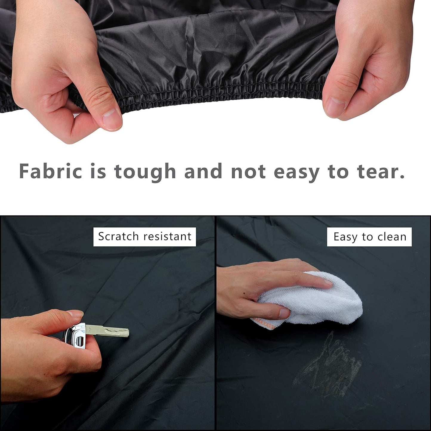MORNYRAY Waterproof Car Cover All Weather Snowproof UV Protection Windproof Outdoor Full Truck Cover, Universal Fit for (All Black, Fit Truck Length 210-230 inch)